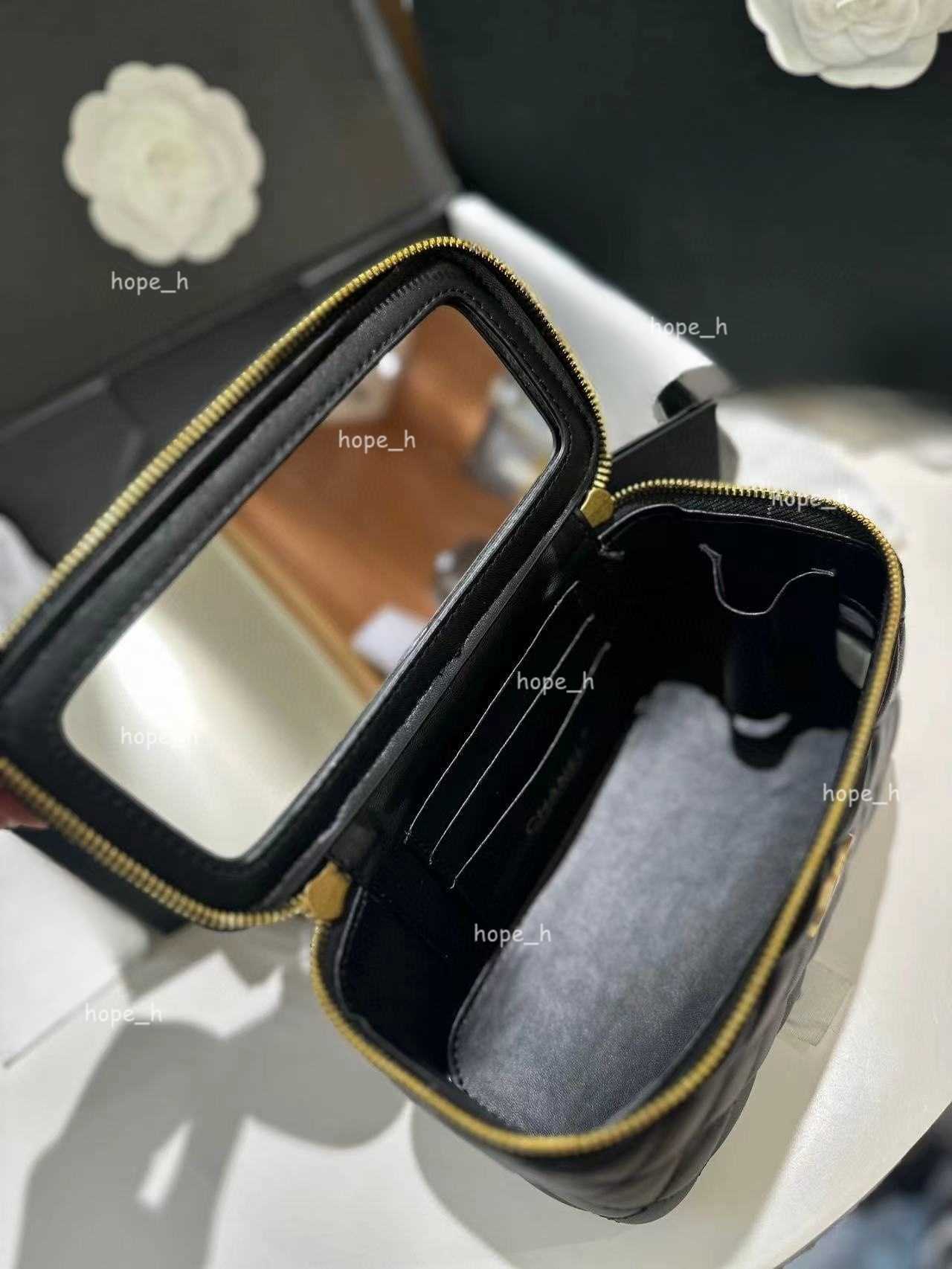 Cases With mirror Women designer makeup bag High Quality Sheepskin Diamond Lattice Handle Vanity Box Tote Bags Crossbody Shoulder Cosmetic Case Luxury handbag 2025
