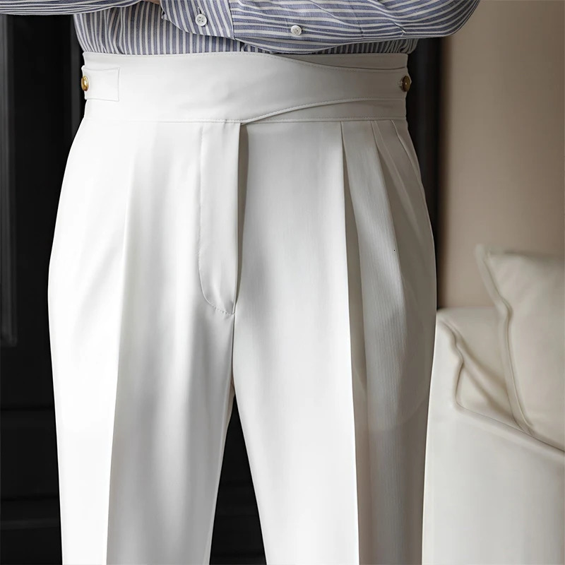 Mens Light Naples Slim-fit Dress Pants Casual British Retro Premium Elegant Leisure Trousers 2025 Spring 250513