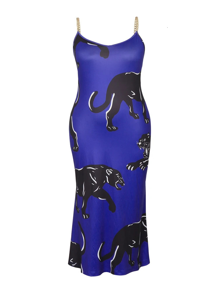 Plus Size Mujer 2025 Verano Nuevo Cuello Redondo Vestido Sin Mangas Estampado AnimalRopa Elegante Slim Mujer 250509