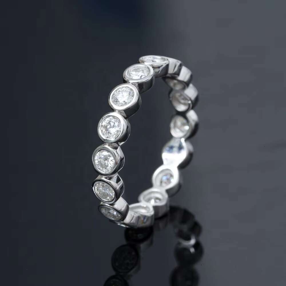 Bezel Diamond Band Rings Sterling Silver 925 Iced Out Vvs Moissanite Fine Jewelry Luxury Band Ring