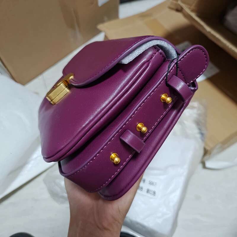 Genuine Leather Women's Shoulder Bag Handbag Messenger Preppy Female Vintage Envelope Bags Desinger Briefcase Purple