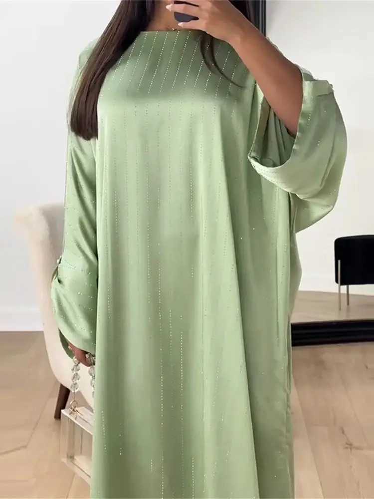 Ramadan Eid Satin Batwing Abaya Dubai Luxury Elegante Muslim Kaftan Dress Abayas For Women Ka Robe Femme Musulmane Vestidos X250514