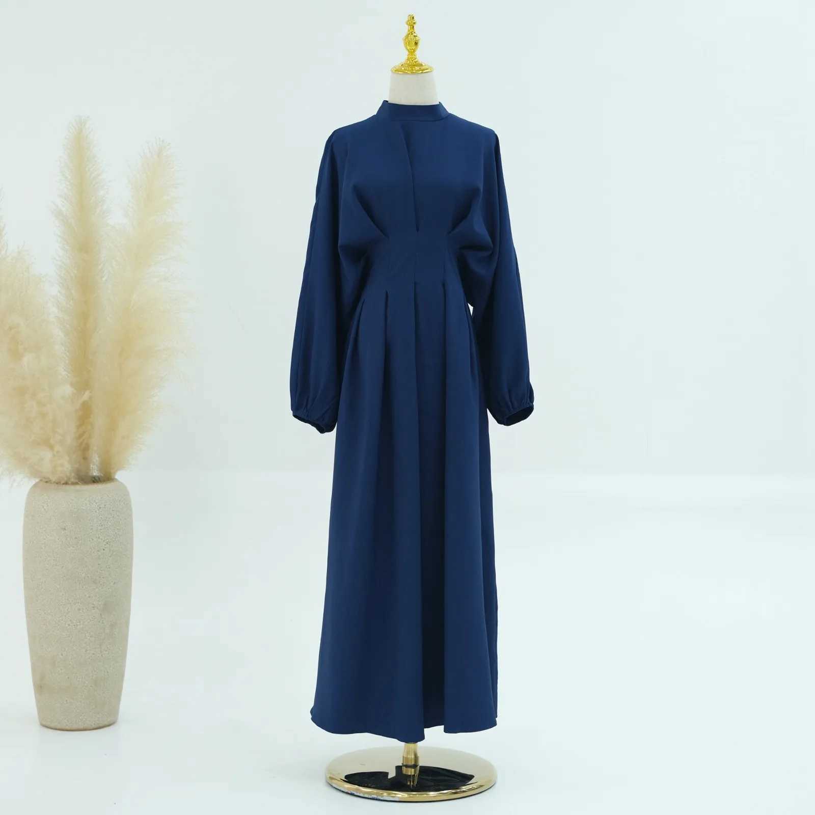 Elegant and Modest Blue Long Muslim Dress Womens Eid Ramadan Robe Dress 2025 Ramadan Kaftan Party Dresses Dubai Muslim Robe X250514