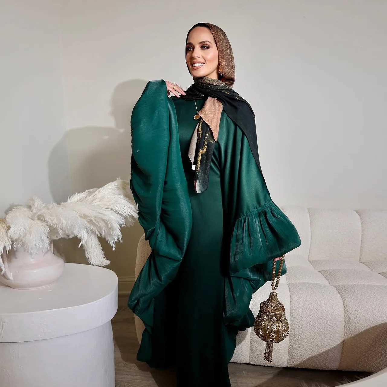 Dubai Abaya Eid Satin Party Dress for Women Muslim Caftan Robe Jalabiya Ramadan Morocco Kaftan Vestidos Largos Ka Femme Gown X250514