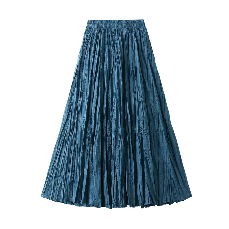 Womens Spring Summer Solid Pleated Halfbody Skirt Korean Fashion ALine Long Female Elegant Casual y 250514