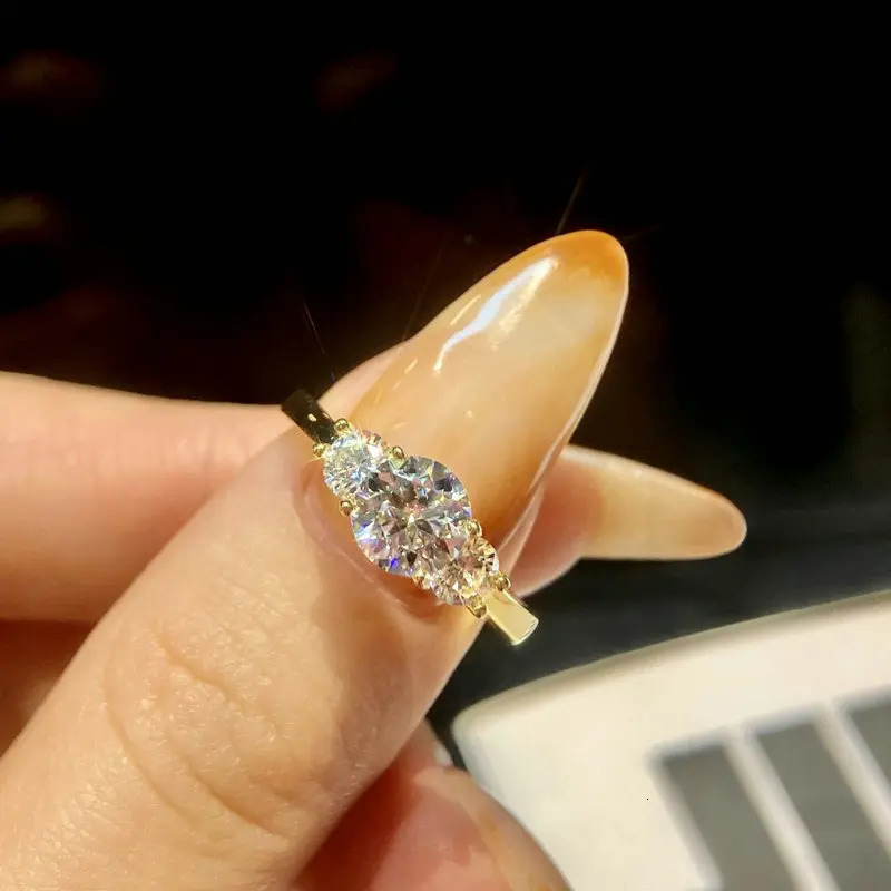 OXTAO 3 Stone Engagement Rings for Women 925 Sterling Silver Jewelry 6.5mm Wedding Rings VVS1 D Ring Jewelry 250509