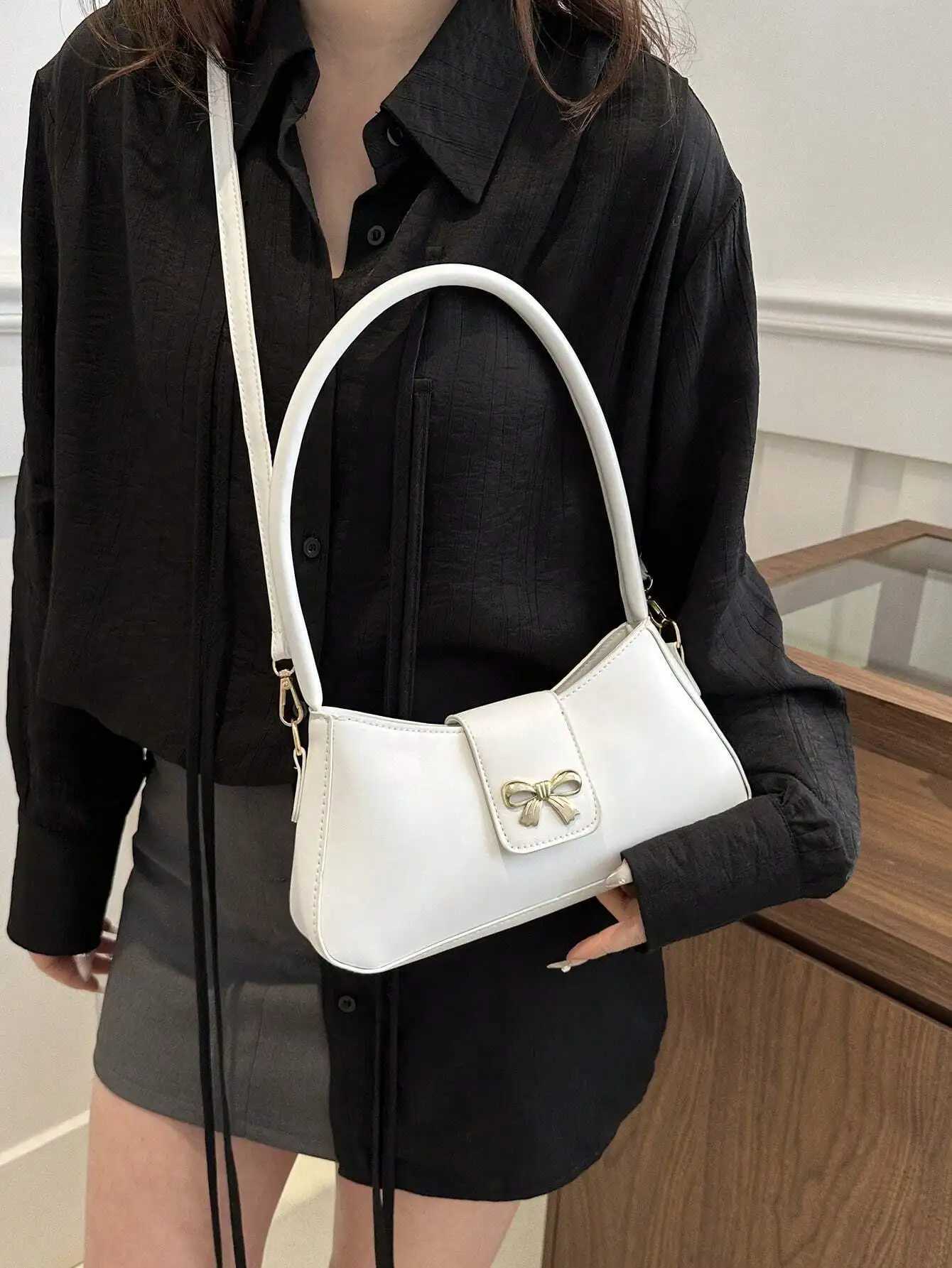 New Simple Style Bow Knot Decorated Shoder Bag Solid Color Crossbody Bag For Wen Street Fi Work Cmuting Z250514