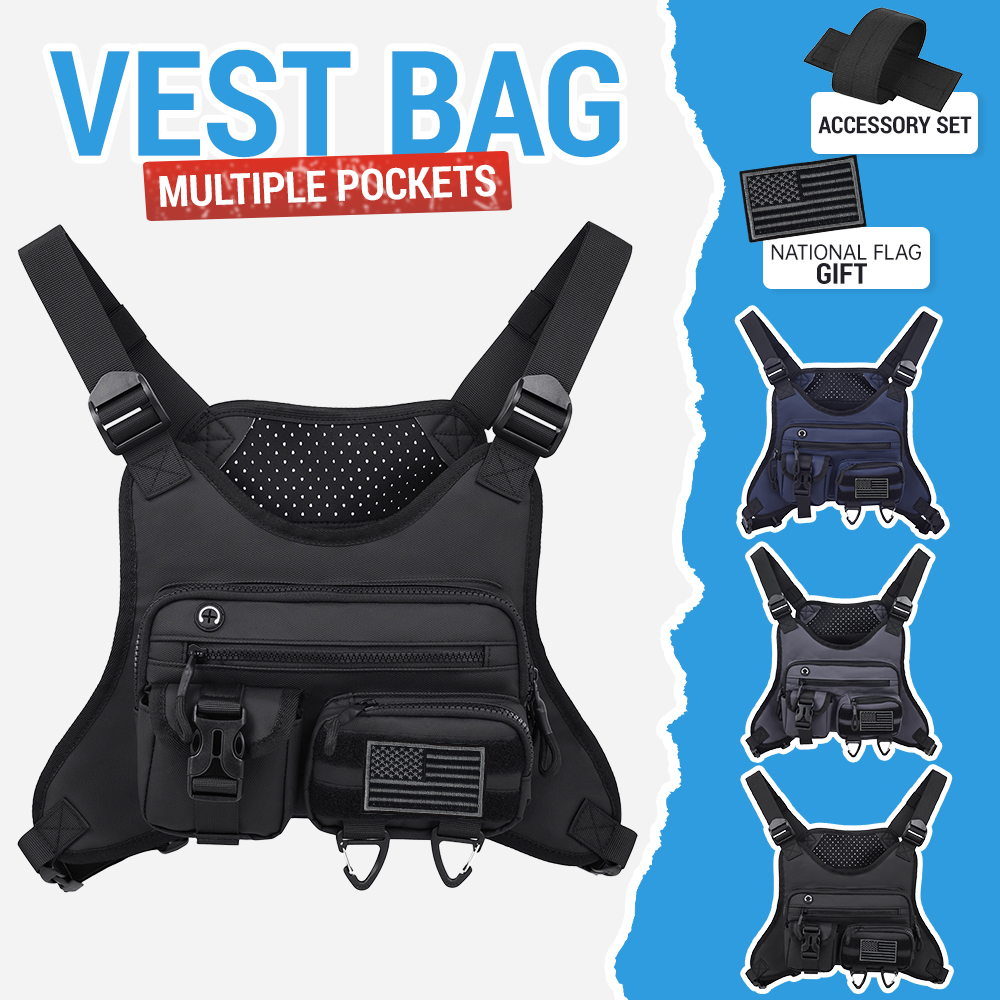 Sports Chest Bag For Men, Water Resistant Lightweight Front Running Vest Bag With Built-In Phone Holder & Extra Storage For Workouts, Cycling | 558