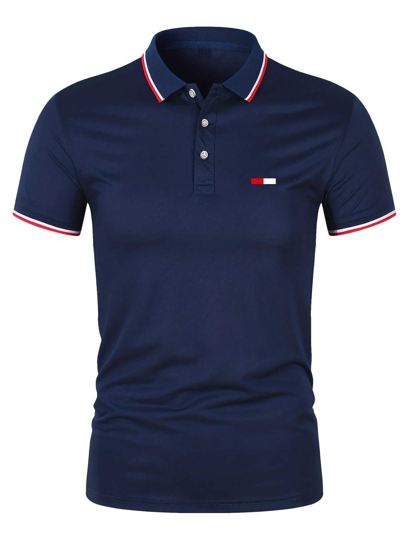 Mens 100 cotton summer casual fashion loose plus size flag pattern printed lapel short slved polo shirt top travel outfit X2505141