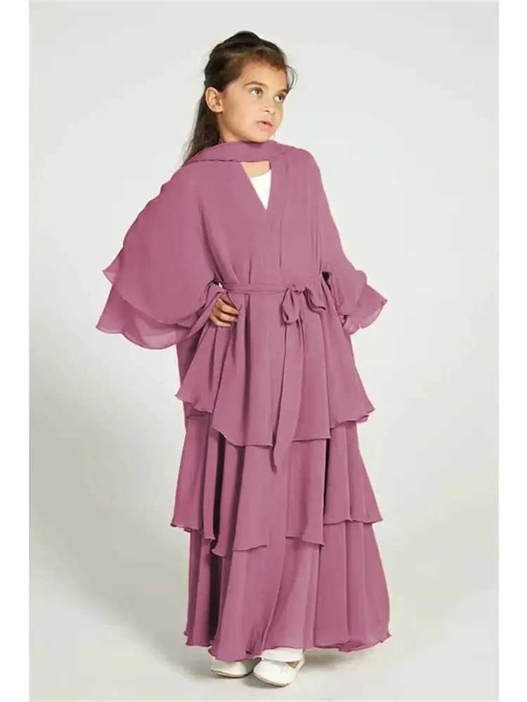 Ramadan Niqab Khimar Chiffon Kids Muslim Abaya Dubai Turkey Islam Dress Prayer Clothes For Women Ka Robe Femme Musulmane X250514