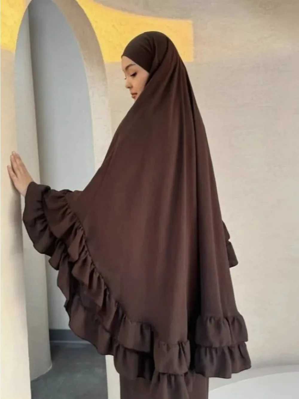 Muslim Dresses Hijab 2 Piece Sets Women Modest Abayas Headscarf Ramadan Morocco Dubai Kaftan Islam Vestidos Arab Long Robe Suit X2505141