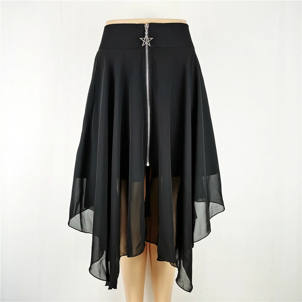 Punk Skirt Streetwear Gothic Women Summer High Waist Irregular Black Female Harajuku Long 250514