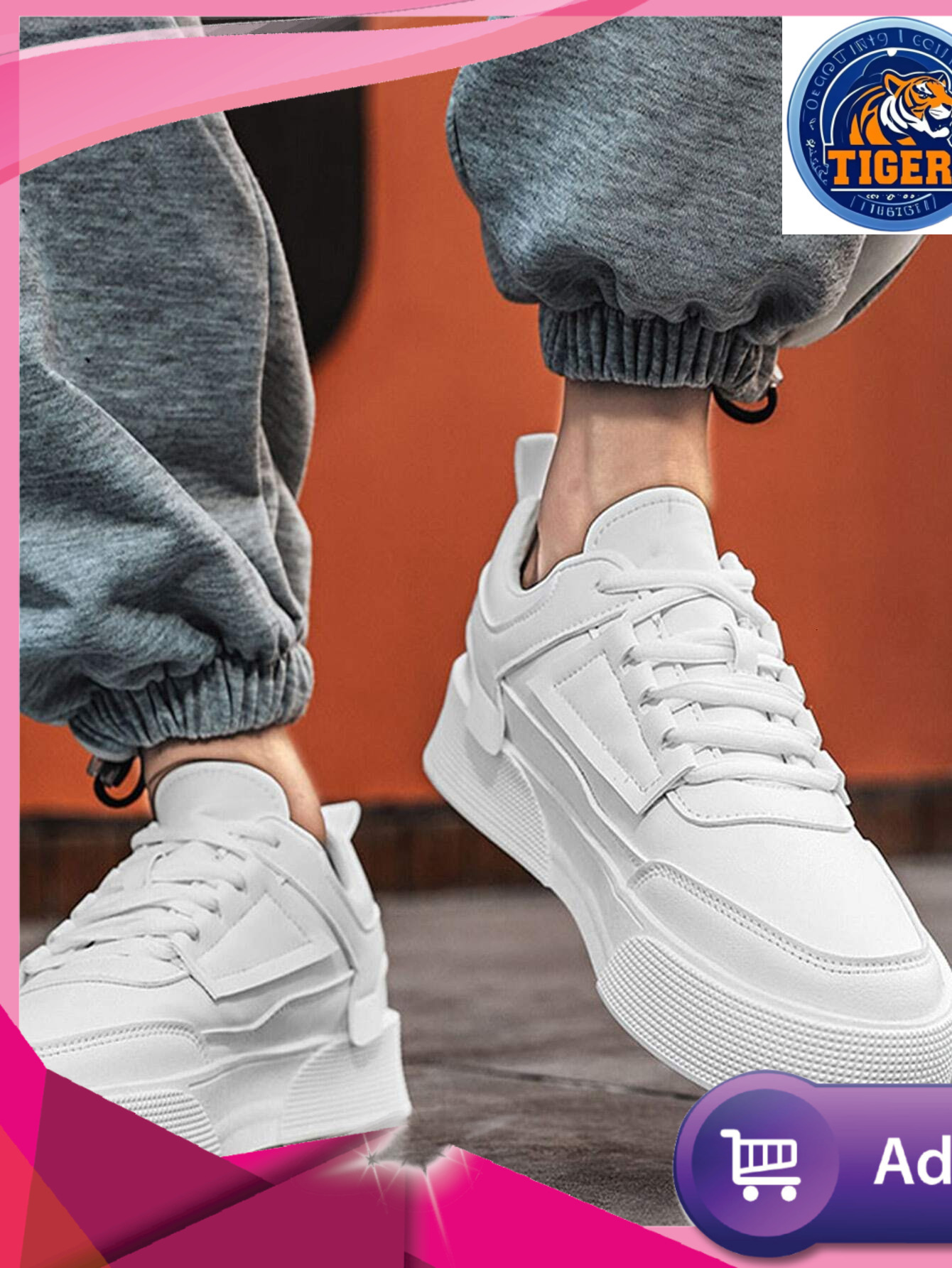 Ddmytiger Sporty White Sneakers For Men Minimalist Detail Lace Up Front Skate Mens Casual Shoes Outdoor