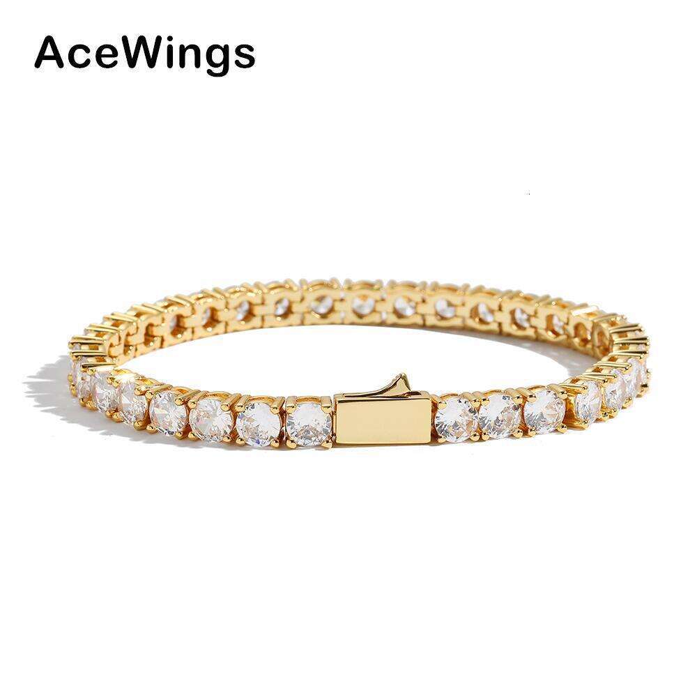 Smooth spring buckle tennis player style 3mm 4mm 5mm copper inlaid zircon single row hip-hop minimalist bracelet