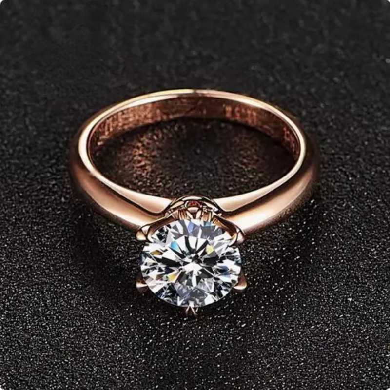 18K Rose Gold Solitaire 1.5ct Created Diamond Ring Party Wedding Band Rings for Women Bridal Engagement Jewelry GiftXJ250514