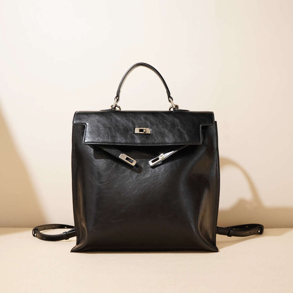 2025 New High-End Leather Women's Handbag Single Shoulder Backpack Versatile Large Capacity Premium Bag