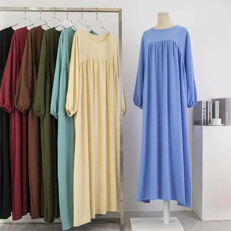 Spring Autumn Muslim Dress Women Loose Maxi Dresses Fashion Female Full Slve Casual Solid Pockets Robe Long Dresses Vestidoes X250514