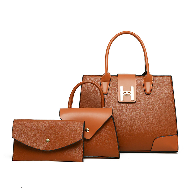Designer Pack New Large Capacity Women S Multi Piece Set Handheld Single Shoulder Diagonal Cross Lychee Pattern Mother And Child Bag Free Shipping
