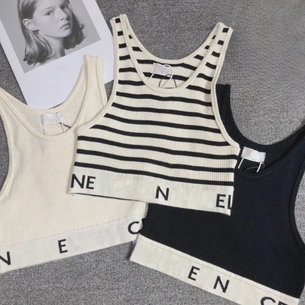 lowe Designer's vest Womens Designer Tank Tops Striped U-Shaped Knitted Striped Vest Tanks Camis Luxury T-Shirts Sleeveless Letters Printed Vests vest top