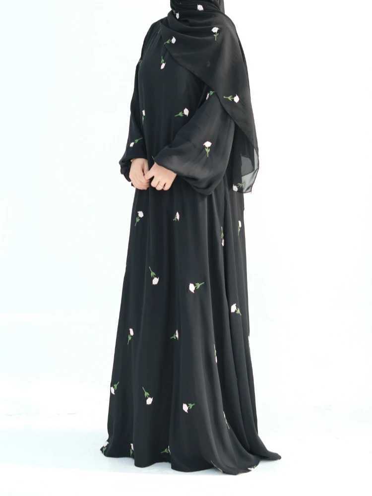 Black Muslim Kaftan Abaya Damen Dubai Arabic Embroidery Dresses Prayer Clothes Women Marocain Robe Femme Musulmane Vestidos New X250514
