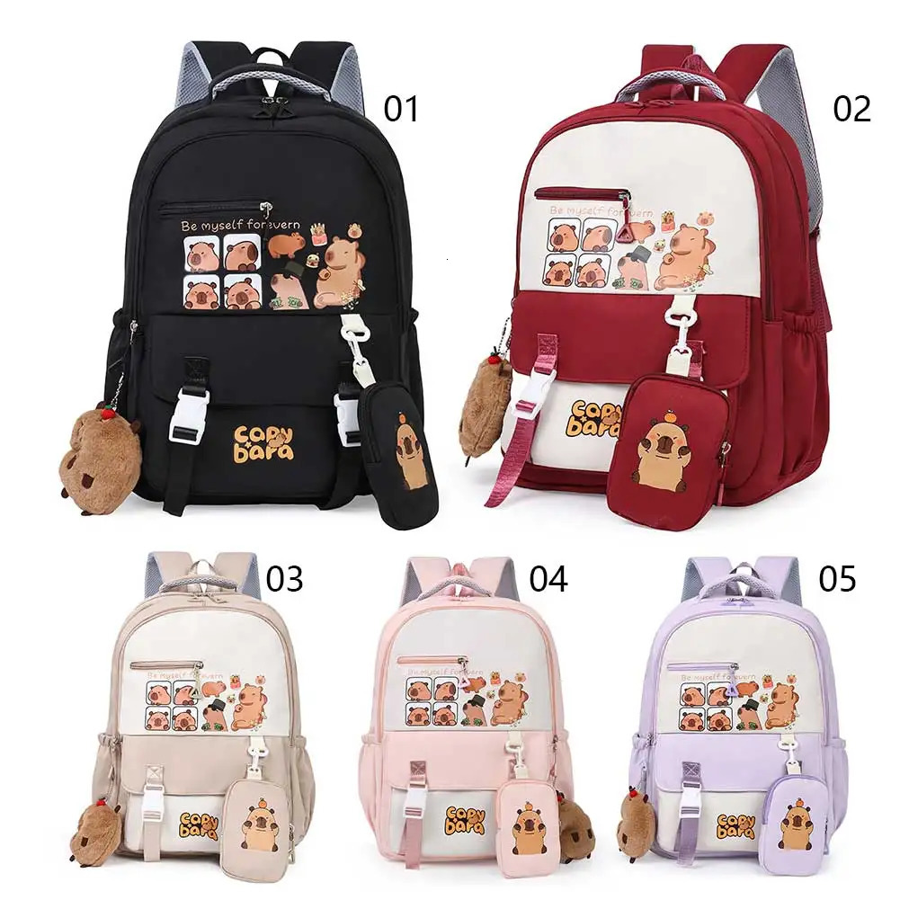 Cartoon Capybara Backpack School Bag Casual Daypack Aesthetic Backpack Gift for Kids Boys Girls 250514