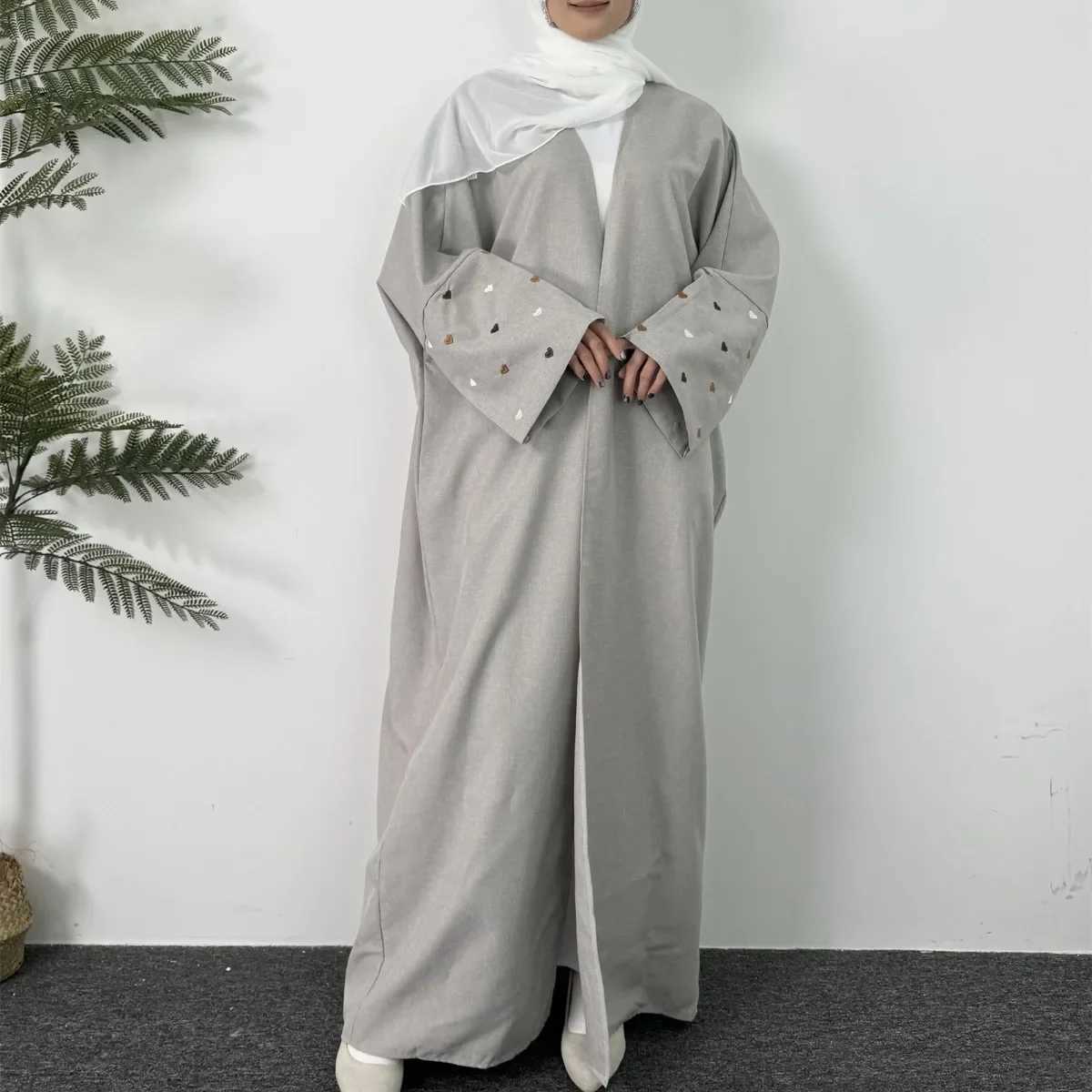 Open Front Abaya Long Slve Maxi Length Dress Womens Clothing Muslim Cardigan Abayas Embroidery Out Kaftans Women Jilbabs X250514