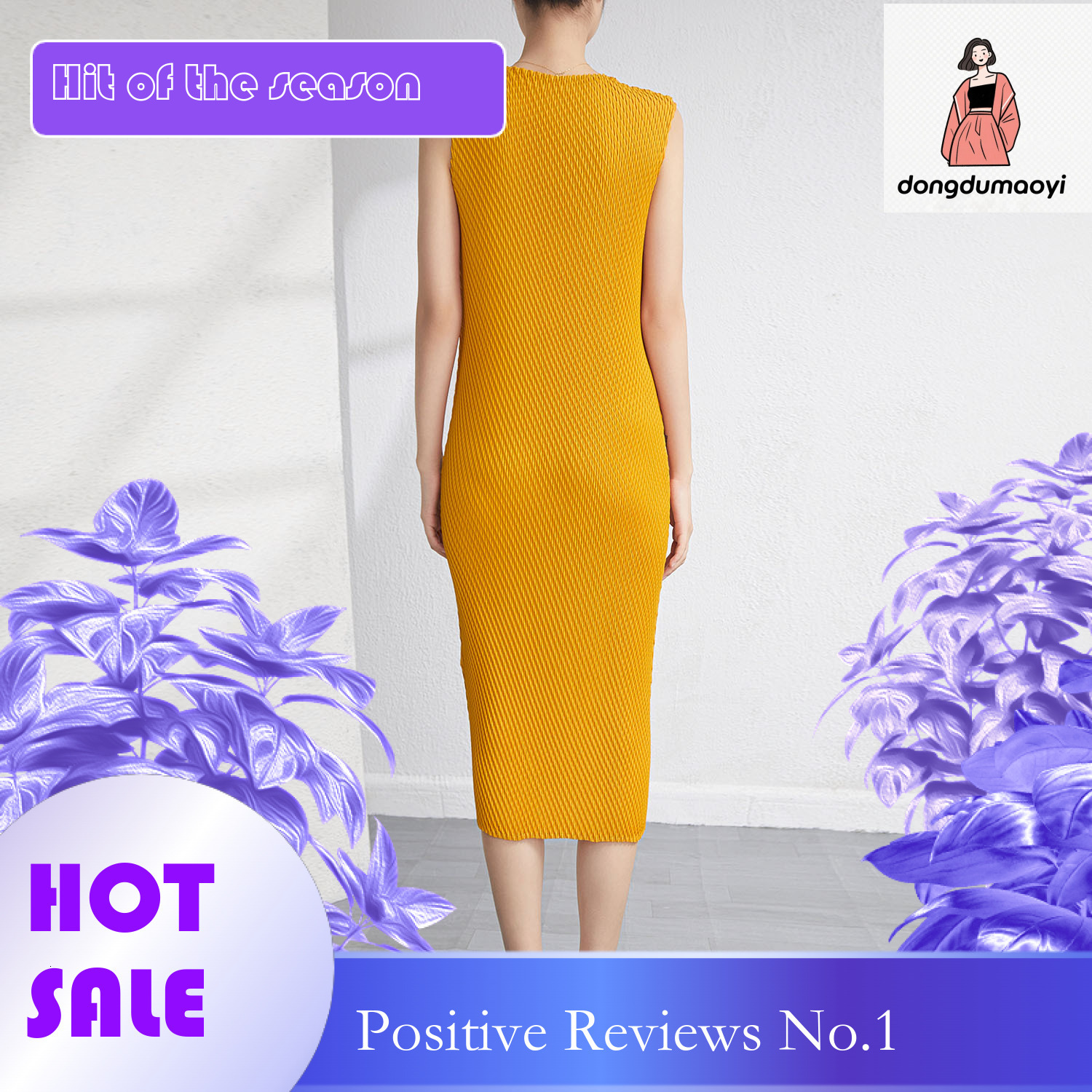 dongdumaoyi Miyake mainline fish scale pleated elegant sleeveless slim fit dress new niche waist cinching slimming mid length vest