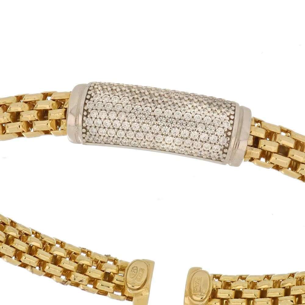 Made in Italy Gold Italian Bracelet Mesh Opening Miniature Straight Tube Design Handmade Women's Boutique Jewelry Channel