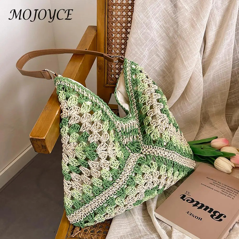 Women Woven Handbag Large Capacity Casual Tote Bag Wear Resist HollowedOut Braid Summer Beach Travel 250514