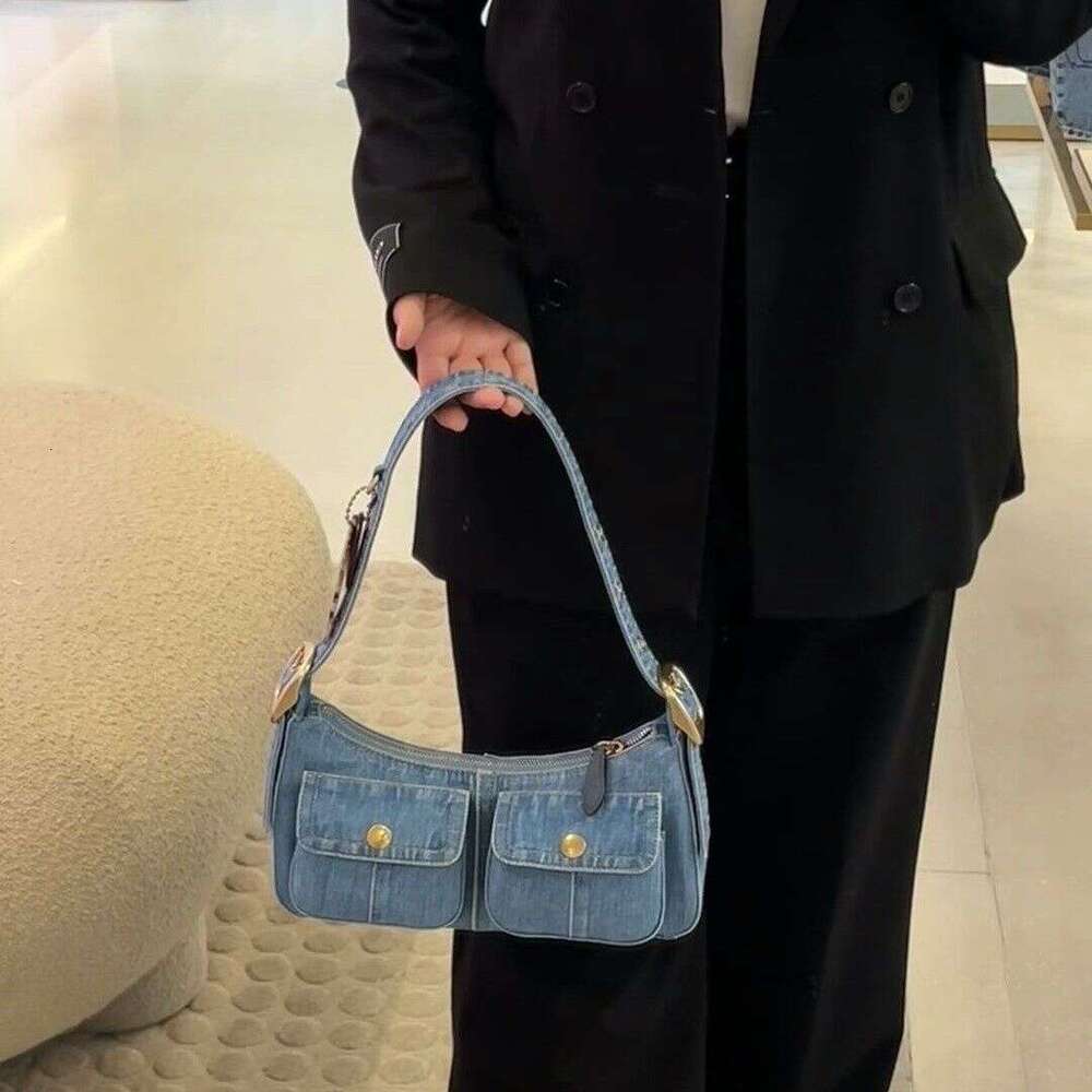 2025 new fashionable underarm denim niche commuting crossbody bag single shoulder