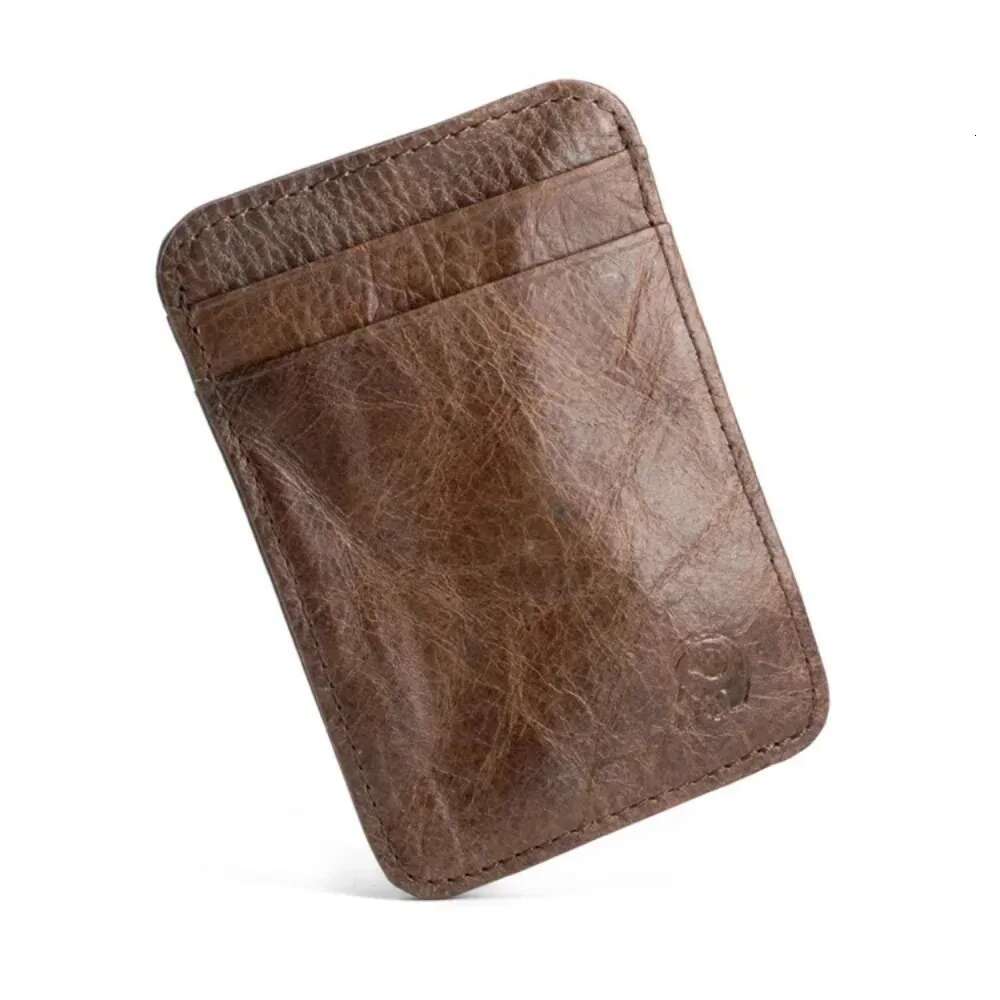 Fashion 100% Genuine Leather Thin Bank Credit Case Mini Wallet Men Bus Card Holder Cash Change Pack Business ID Pocket