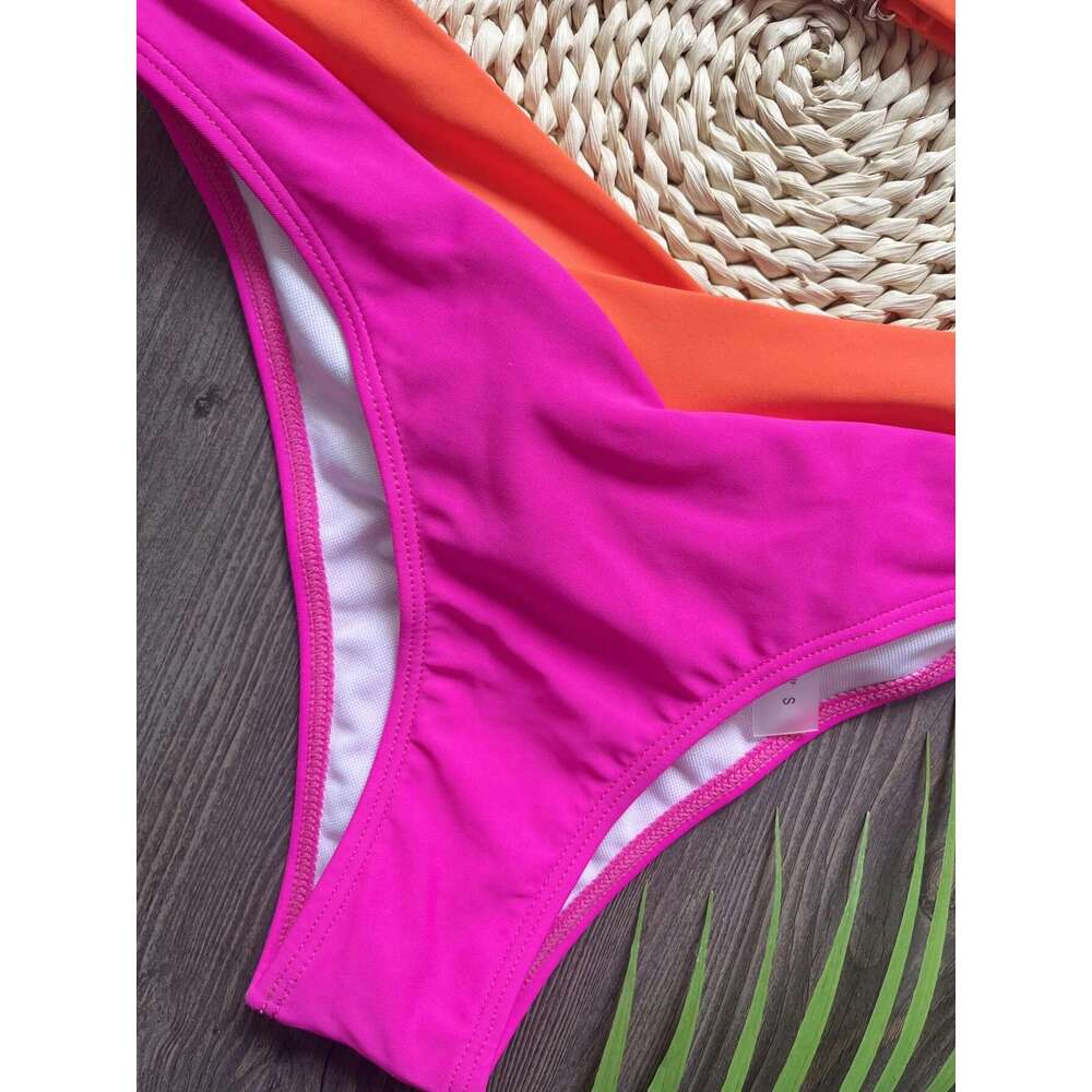 RUOTONSEPT Sexy Solid Splicing Bikinis Set Women's Swimsuit Two-piece Triangle Thong Swimwear Bathing Suit Brazilian Biquinis