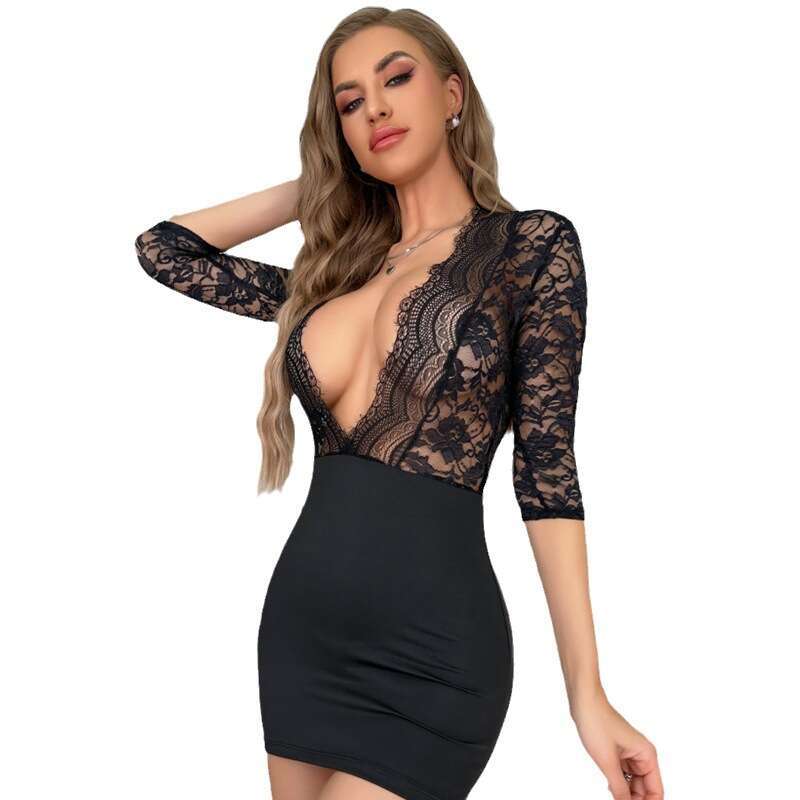 Sexy Lace Lingerie Fun Lingerie Secretary Sexy Lace Wrap Buttocks Skirt Uniform Temptation Perspective Nightclub Passion Pajama Woman KQ