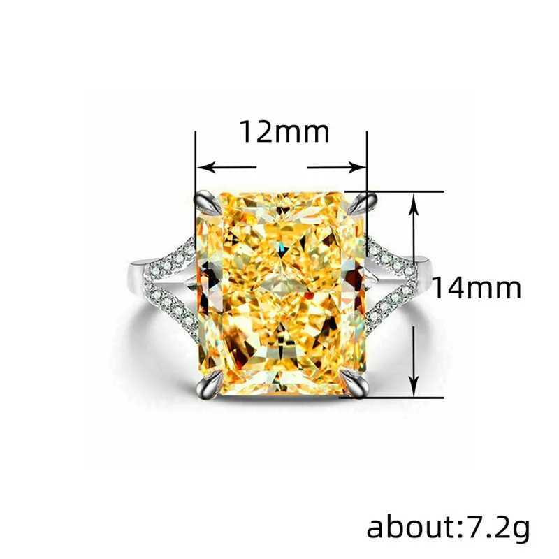 925 Sterling Silver Gorgeous Yellow CZ Rings for Women Engagement Wedding Luxury Las Accories Party Train JewelryXJ250514