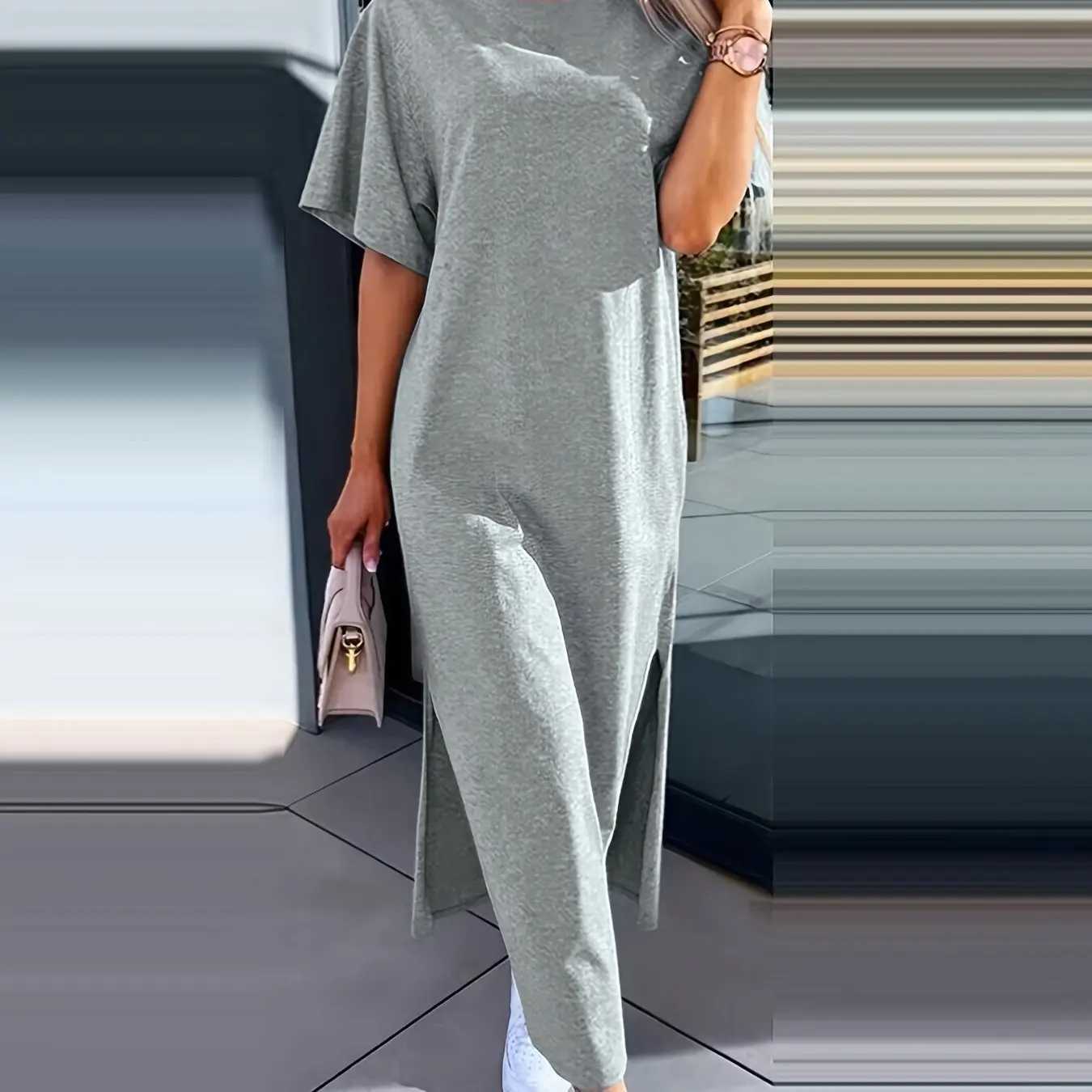SummerLoose and comfortable long dress with T-shirt dress womens summer clashing dressesXJ250514