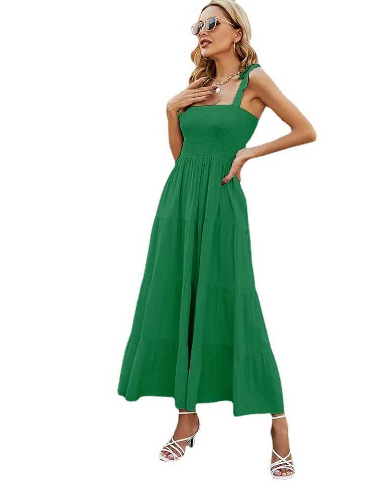 Fashion Bohemian Style Print Beach Dresses For Women Sleeveless Sexy Backless Maxi Sling A-line Dress Casual Party Dresses 2023XJ250514