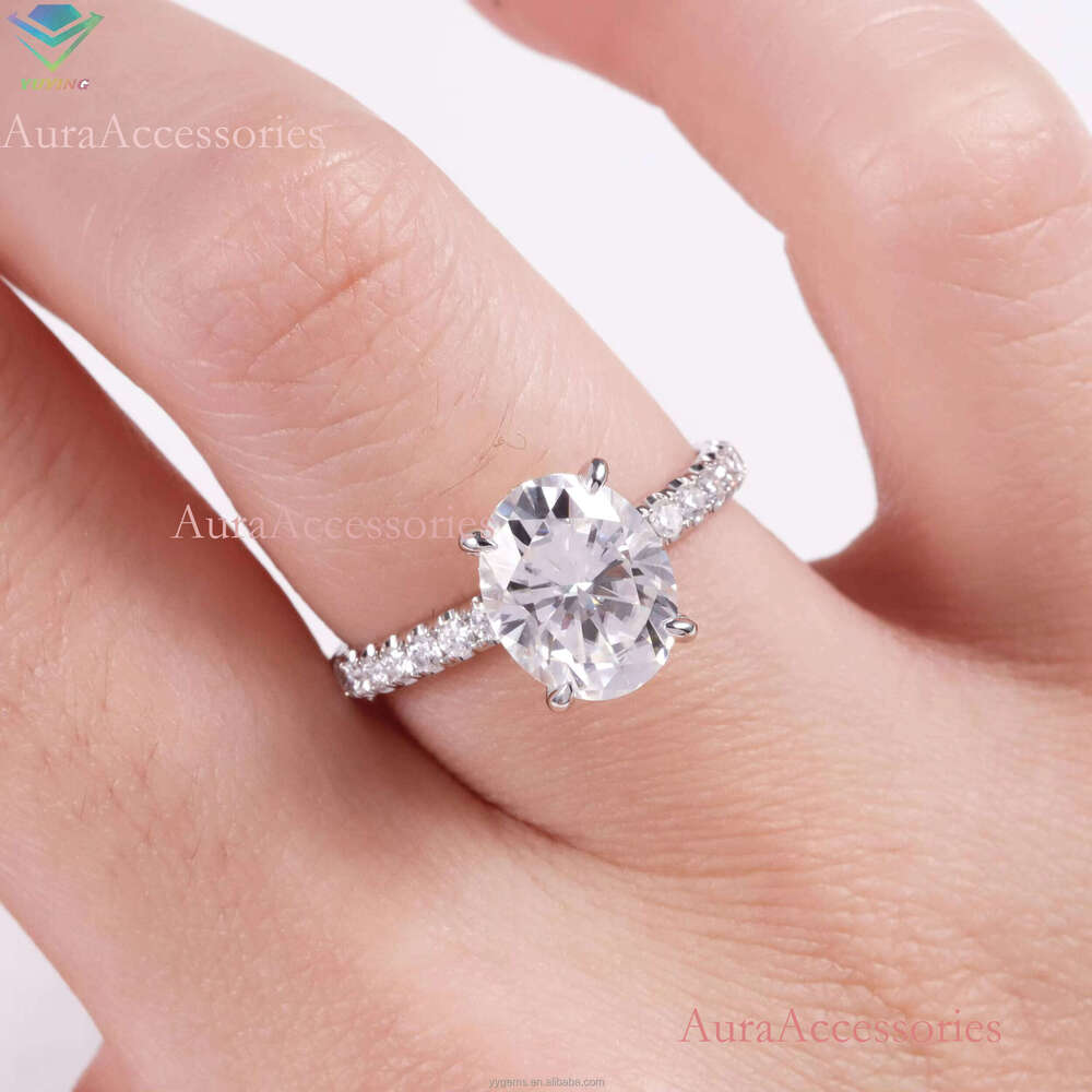 Yu Ying Custom White Gold 2CT Ice Oval VVS Lab Grown Women Wedding Rings IGI Certified HPHT/CVD Dia Fine Jewelry