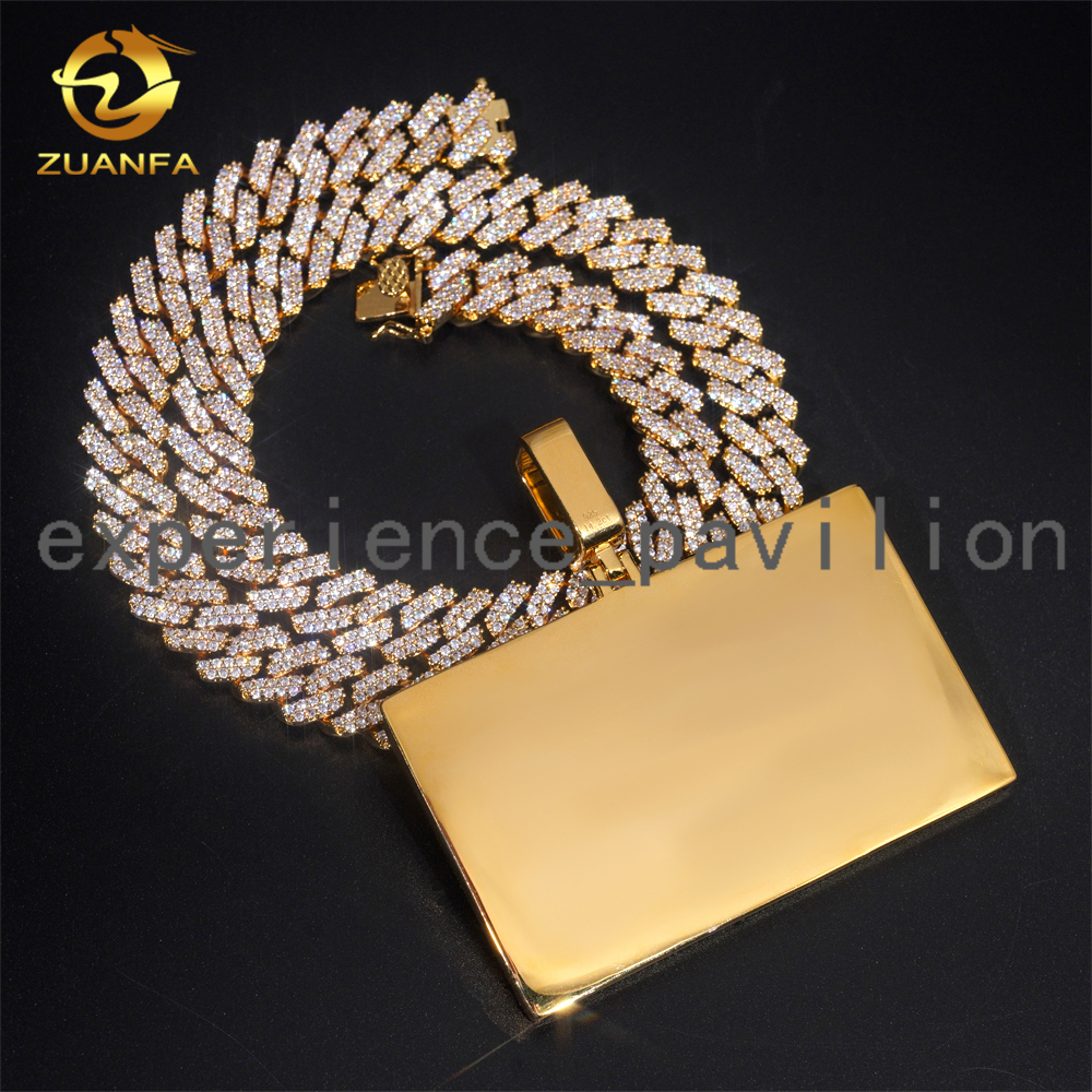 Ready to Ship Hot Sale Credit Card Pendant Sterling Silver Gold Plated GRA Certificate Moissanite Pendant Hip Hop Jewelry