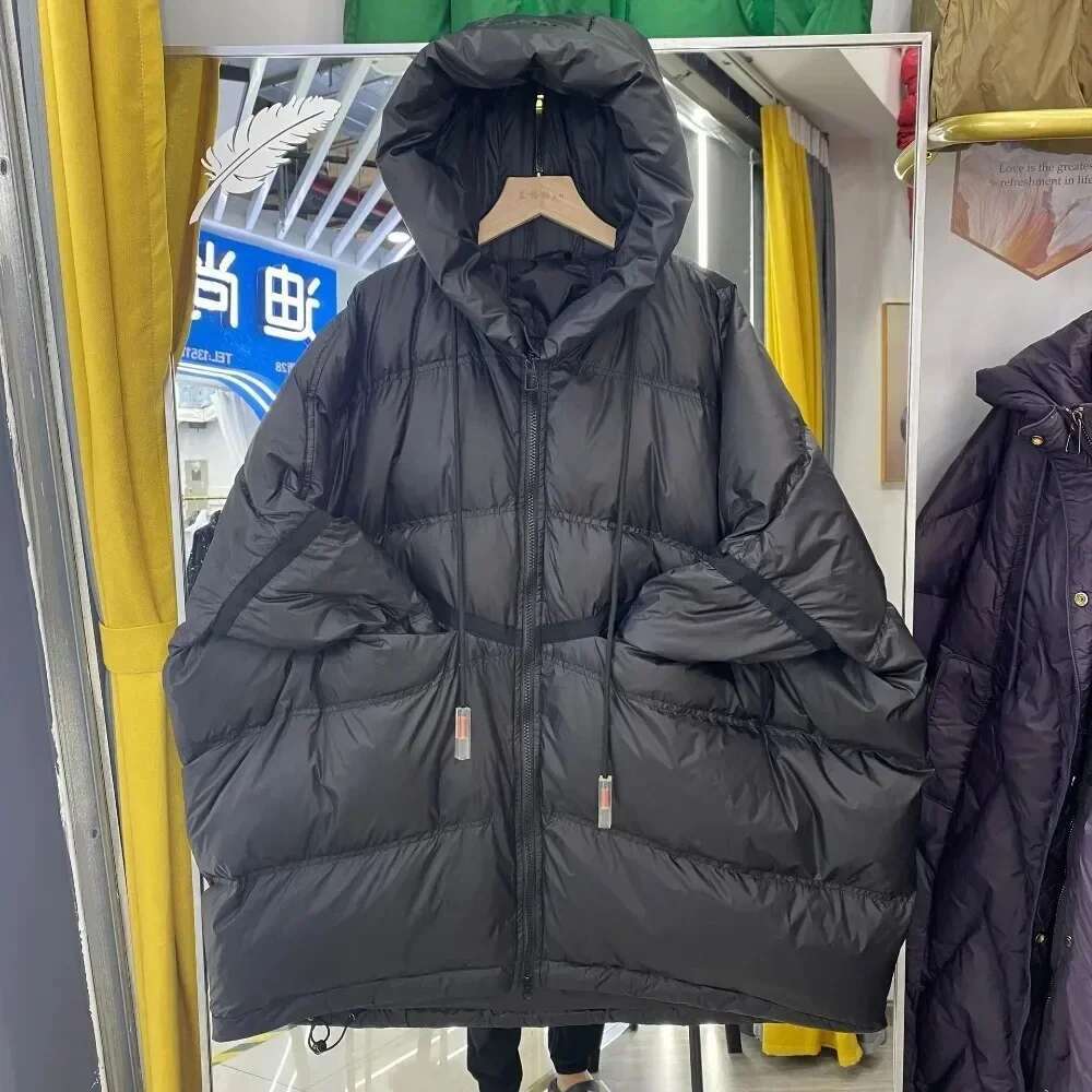 2024 New Autumn Winter Down Jacket Oversize White Duck Women Casual Loose Warm Outerwear Hood Korean Style Coat Office Lady
