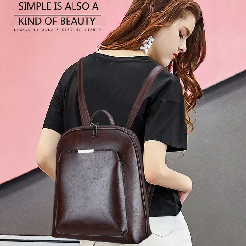 Vintage Backpack Female Brand Leather Women's Backpack Large Capacity School Bag Girls Leisure Shoulder Bags For Women 2024