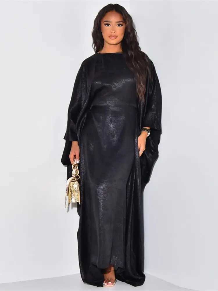 Ramadan Eid Shimmer Batwing Satin Abaya Dubai Luxury For Women Damen Muslim Kaftan Dress Ka Vestidos Robe Femme Musulmane X250514