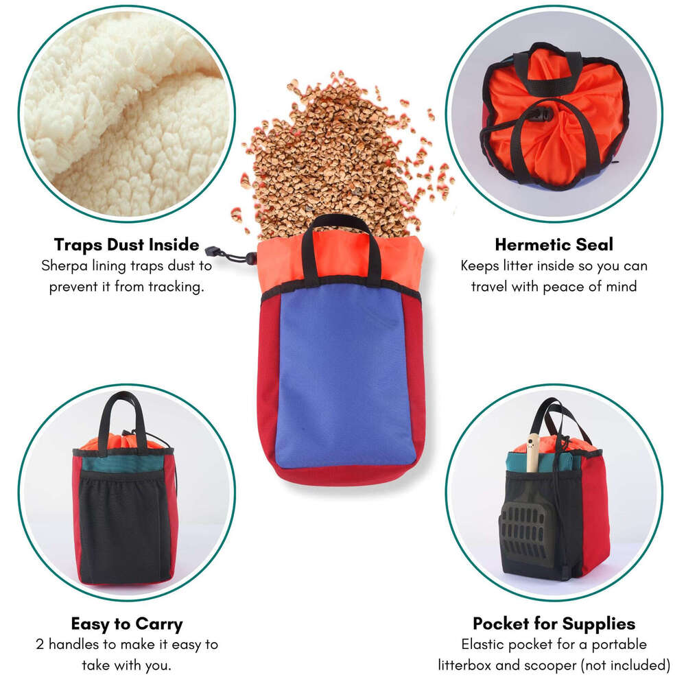 Cat travel box waterproof and leak proof portable foldable cat litter storage bag pet supplies