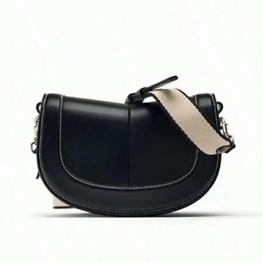 Brown premium wide shoulder strap single crossbody bag for commuting and leisure saddle women 250514