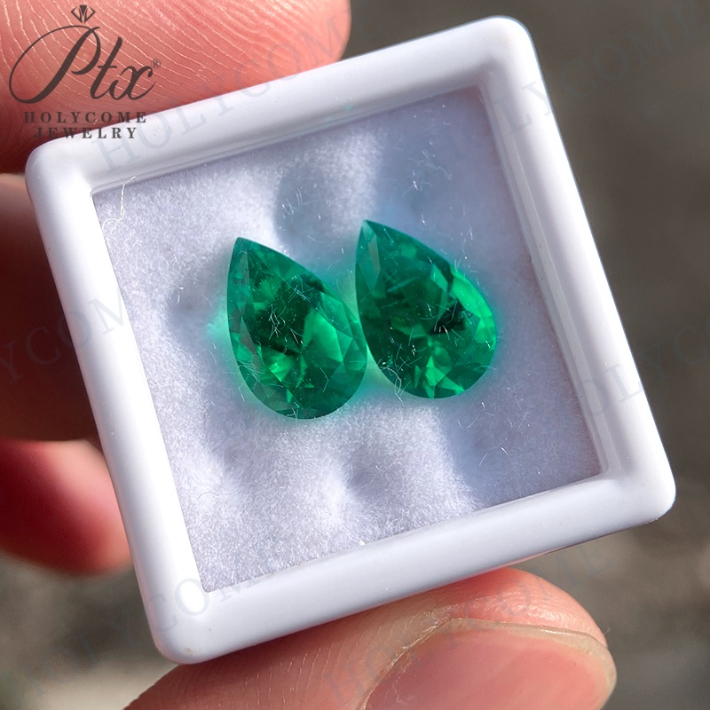 Colombia Lab Grown Emerald Synthetic VVS VS Emerald Stone Hydrothermal Lab Created Pear Cut Loose Gemstone with AGL Certificate