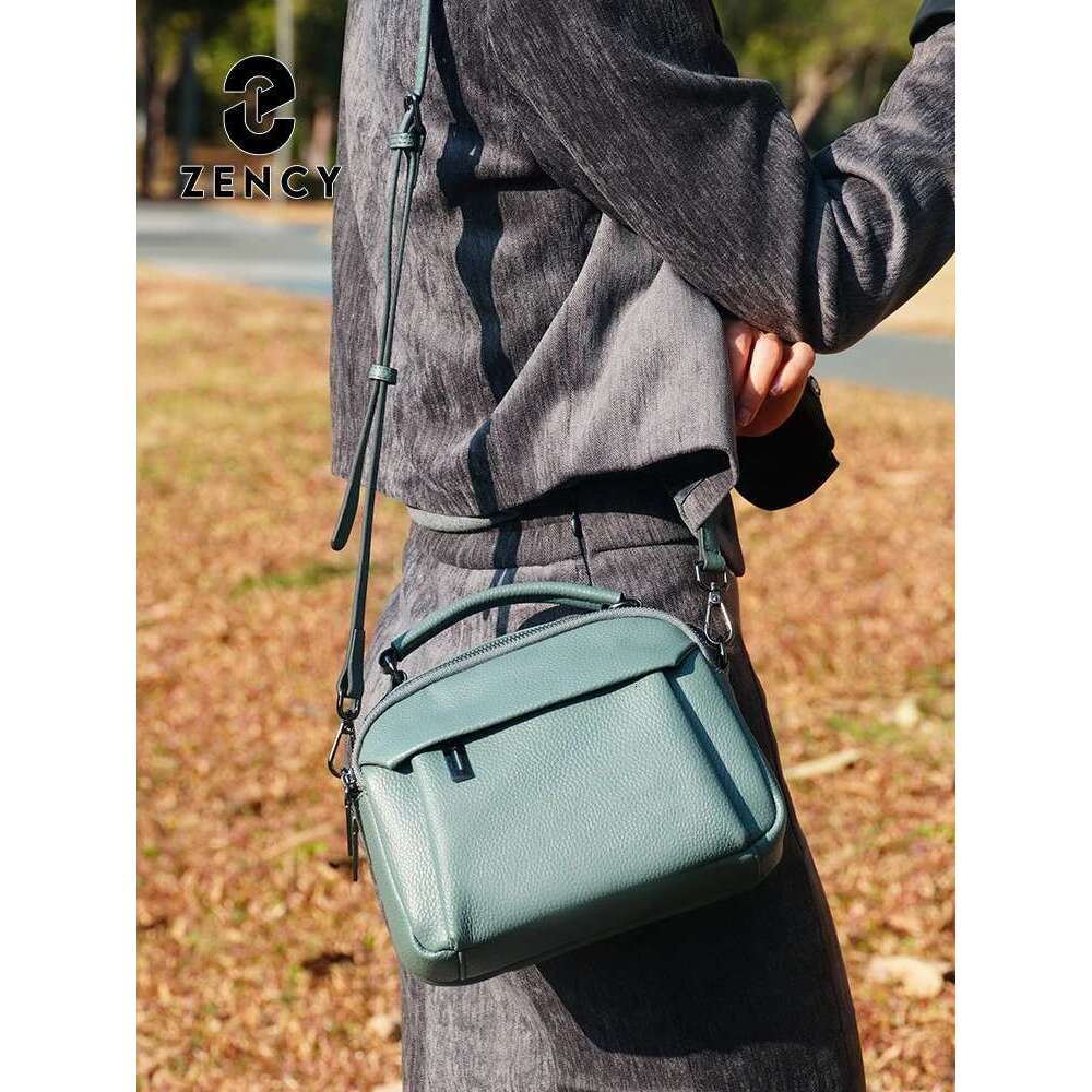 Zency 2025 New Genuine Leather Women's Shoulder Simple Cowhide Ladies Handbag Satchel Bag Female Commuter Shopping Daily Bag