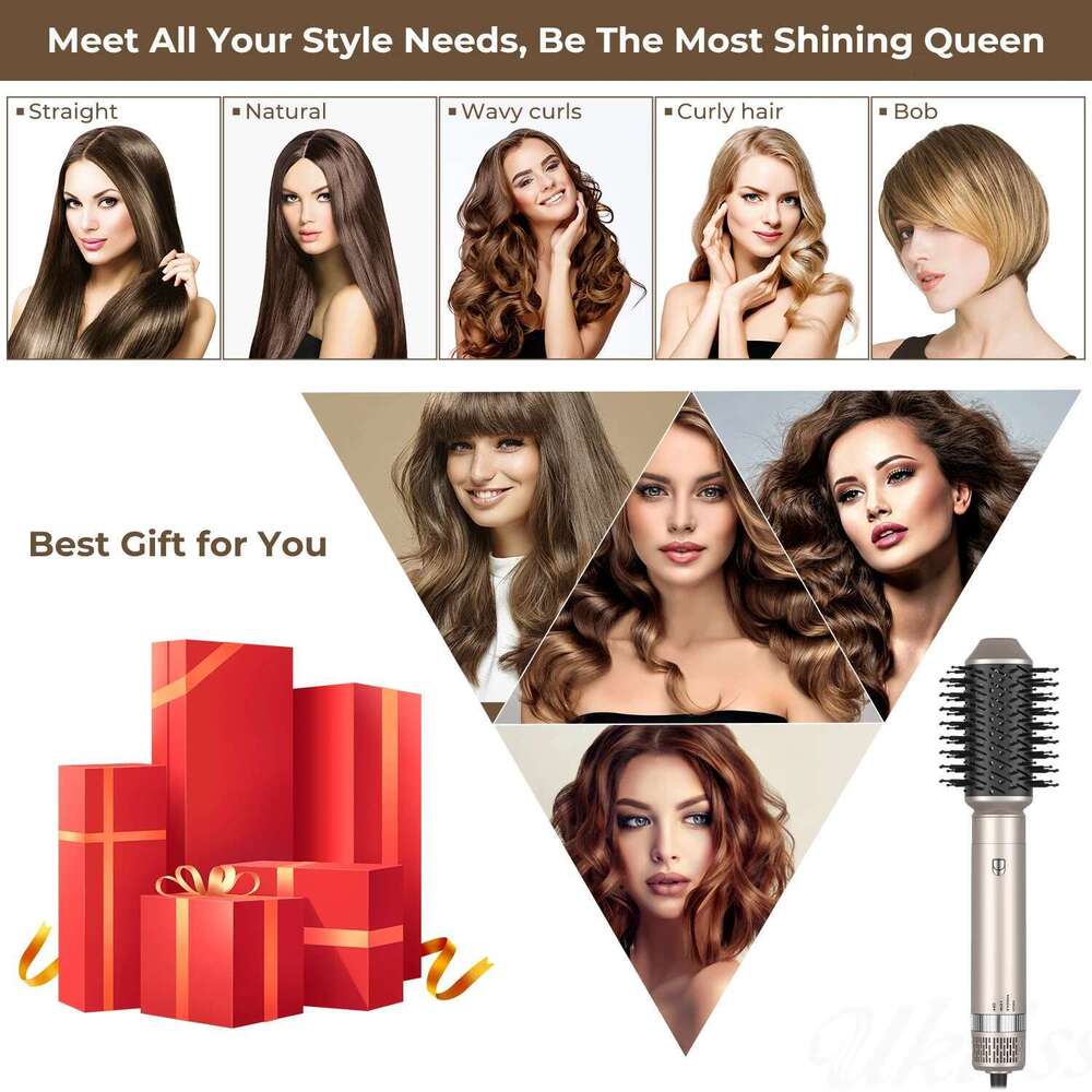 5 in 1 Multifunctional Electric Comb Negative Ion StraightComb Curling Iron Detachable Bruening Brush Hair Dryer