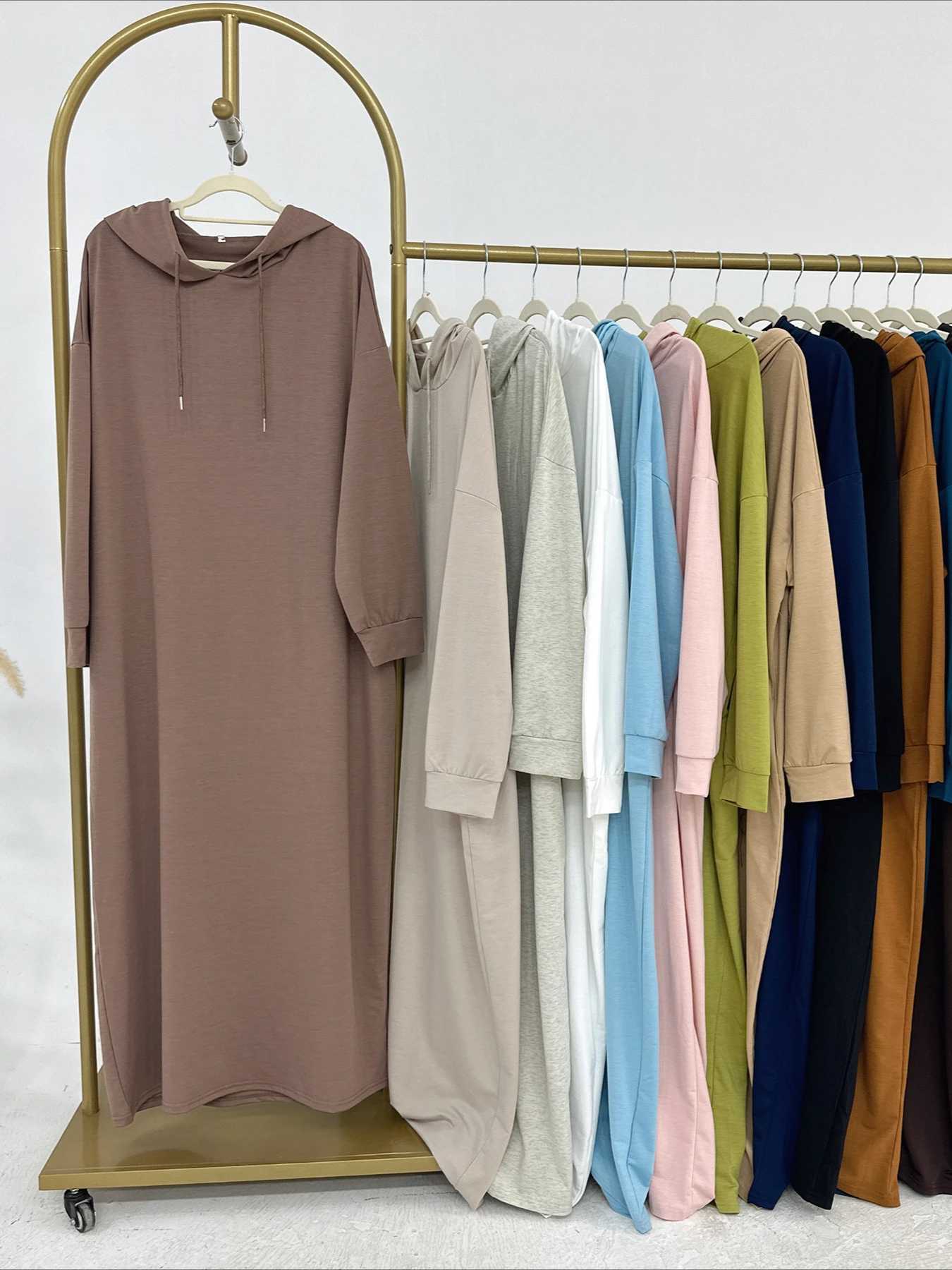 Muslim Women Hoodie Dress Saudi Arabic Long Robe Vestidos Abaya Dubai Morocco Kaftan Jalabiya Eid Ramadan Hooded Dresses Abayas X250514