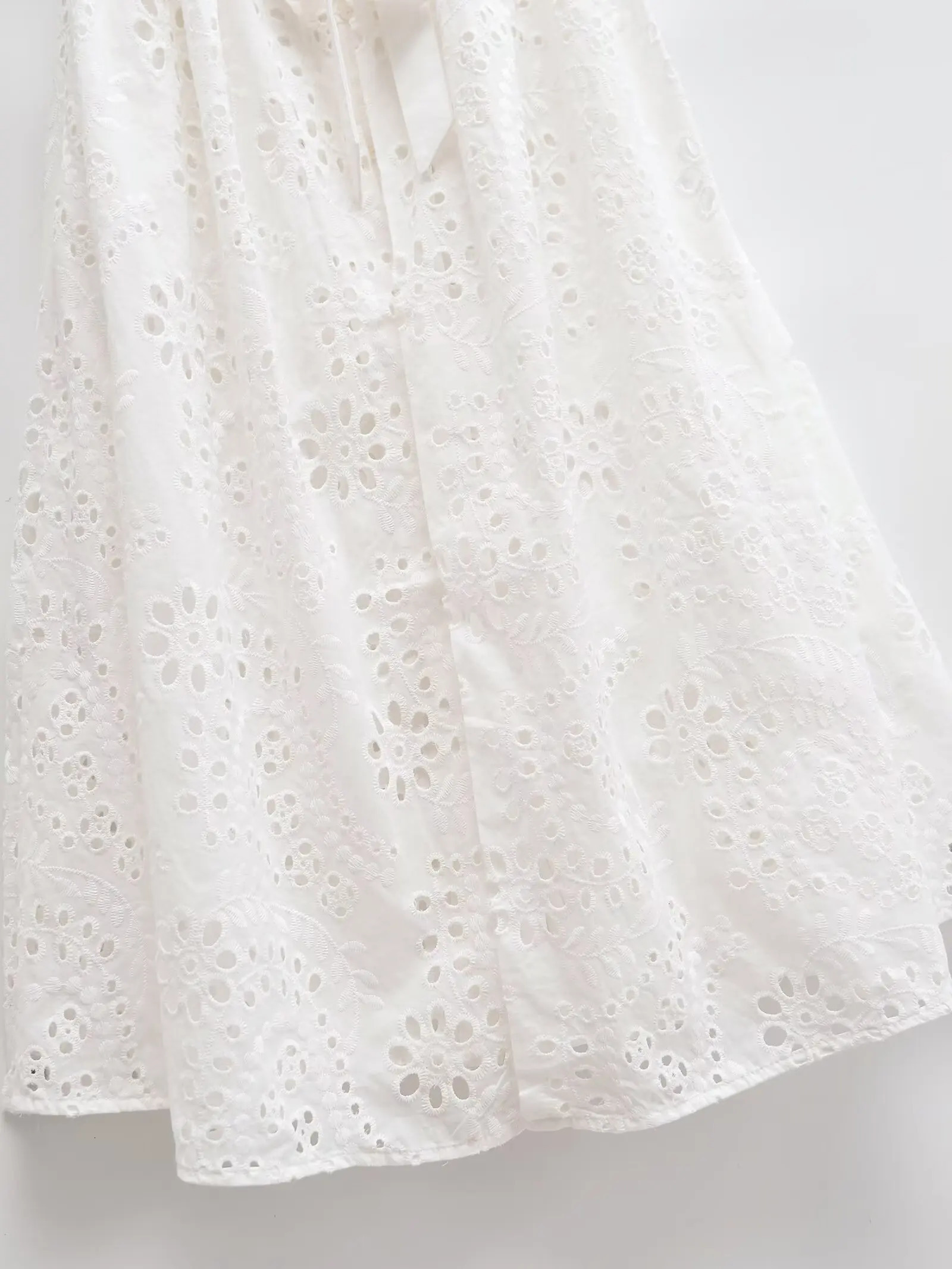 European and American style summer with belt y shortsleeved white dress 250514