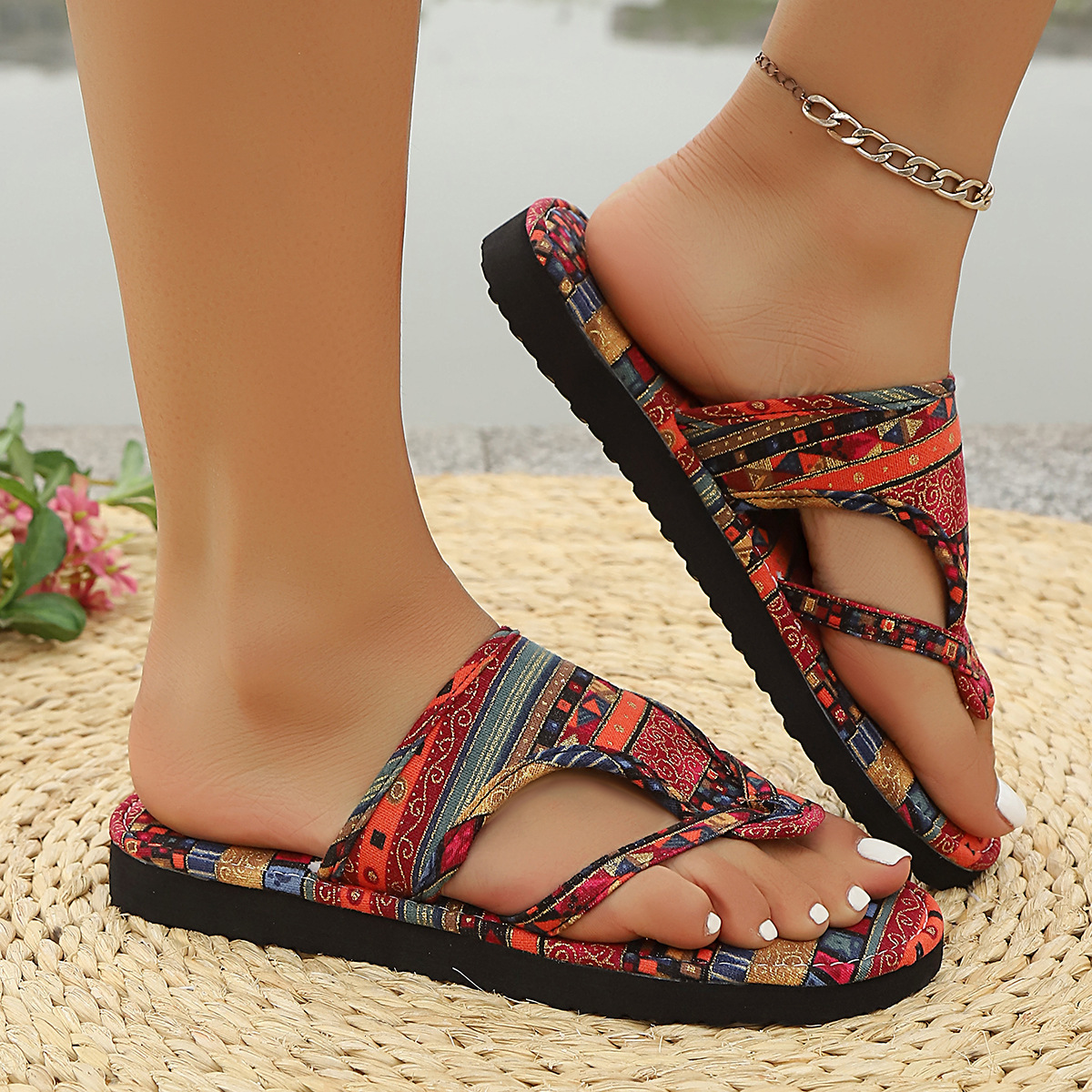 Summer New Toe Set Lightweight And Comfortable Roman Flat Bottomed Fish Mouth Casual Shoes Beach Flip Flops Ddmysaturn