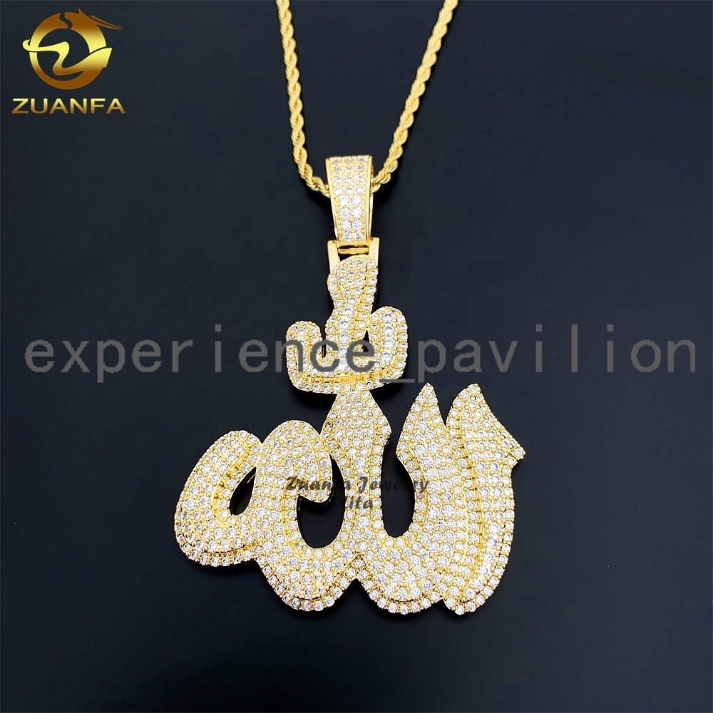Hip Hop Jewelry Fashion Nice High Quality 925 Silver Iced Out Mens Moissanite Allah Pendant